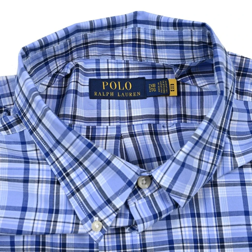 Polo‎ Ralph Lauren Shirt 2XB Mens Plaid Performance Long Sleeve Button Down Pony